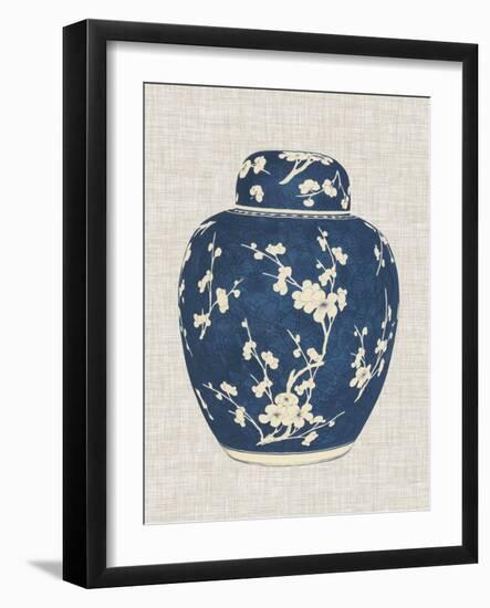 Blue & White Ginger Jar on Linen I-Vision Studio-Framed Art Print