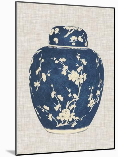 Blue & White Ginger Jar on Linen I-Vision Studio-Mounted Art Print