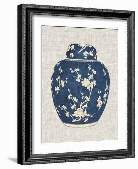 Blue & White Ginger Jar on Linen I-Vision Studio-Framed Art Print