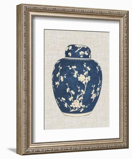 Blue & White Ginger Jar on Linen I-Vision Studio-Framed Art Print