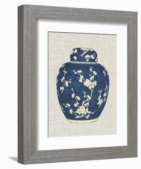 Blue & White Ginger Jar on Linen I-Vision Studio-Framed Art Print