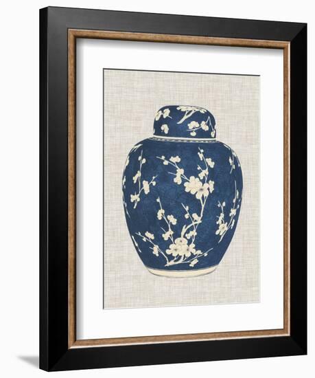 Blue & White Ginger Jar on Linen I-Vision Studio-Framed Art Print