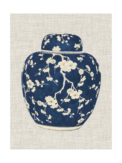 Blue White Ginger Jar On Linen Ii Art Print By Vision Studio Blue White Ginger Jar On Linen Ii Art Print By Vision Studio
