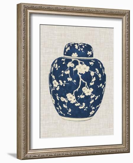 Blue & White Ginger Jar on Linen II-Vision Studio-Framed Art Print