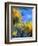 Blue wild flowers with an orange tree-Pol Ledent-Framed Art Print