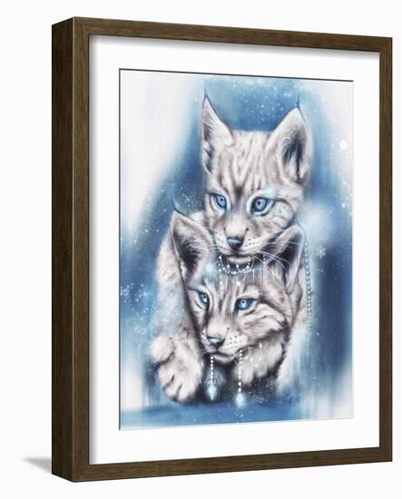 Blue Winter Lynx-Sheena Pike Art And Illustration-Framed Giclee Print