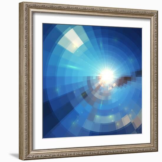 Blue Winter Sunshine in Mosaic Glass Window-art_of_sun-Framed Premium Giclee Print