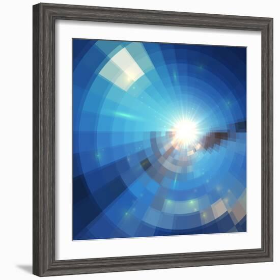 Blue Winter Sunshine in Mosaic Glass Window-art_of_sun-Framed Premium Giclee Print