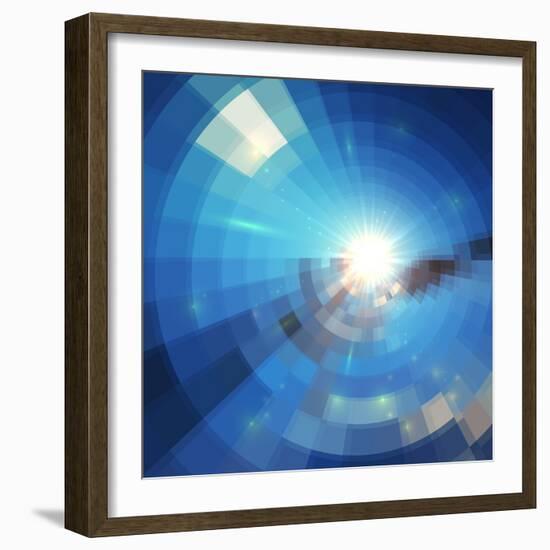 Blue Winter Sunshine in Mosaic Glass Window-art_of_sun-Framed Premium Giclee Print