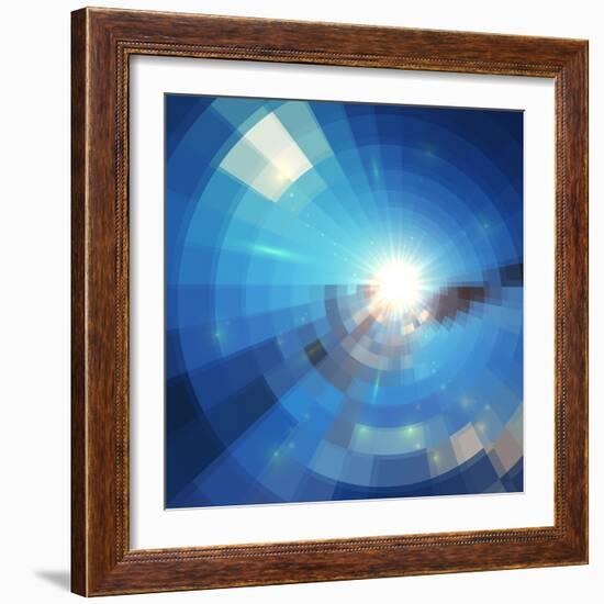 Blue Winter Sunshine in Mosaic Glass Window-art_of_sun-Framed Premium Giclee Print