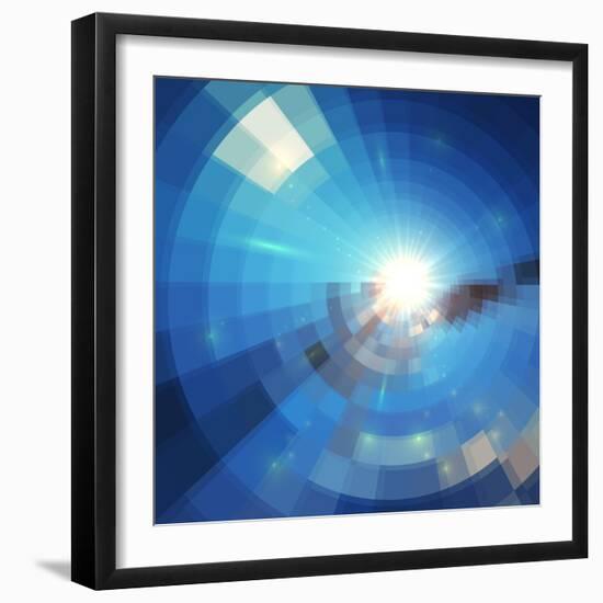 Blue Winter Sunshine in Mosaic Glass Window-art_of_sun-Framed Premium Giclee Print