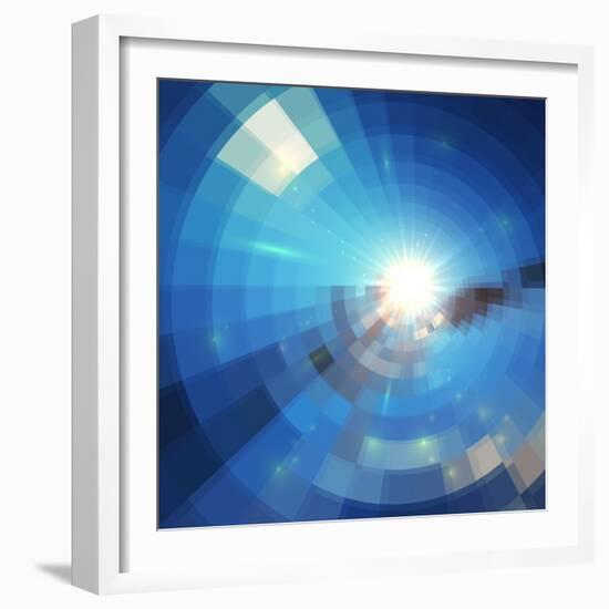 Blue Winter Sunshine in Mosaic Glass Window-art_of_sun-Framed Premium Giclee Print