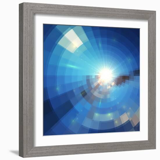 Blue Winter Sunshine in Mosaic Glass Window-art_of_sun-Framed Art Print