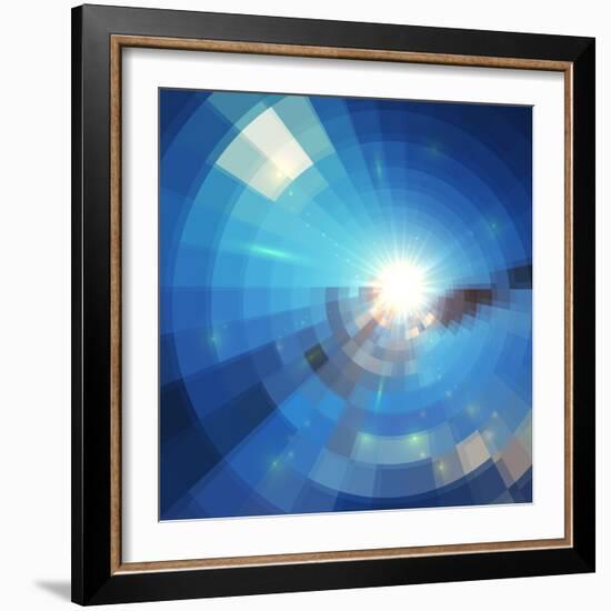 Blue Winter Sunshine in Mosaic Glass Window-art_of_sun-Framed Art Print