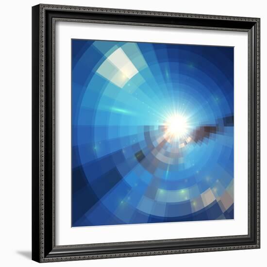 Blue Winter Sunshine in Mosaic Glass Window-art_of_sun-Framed Art Print