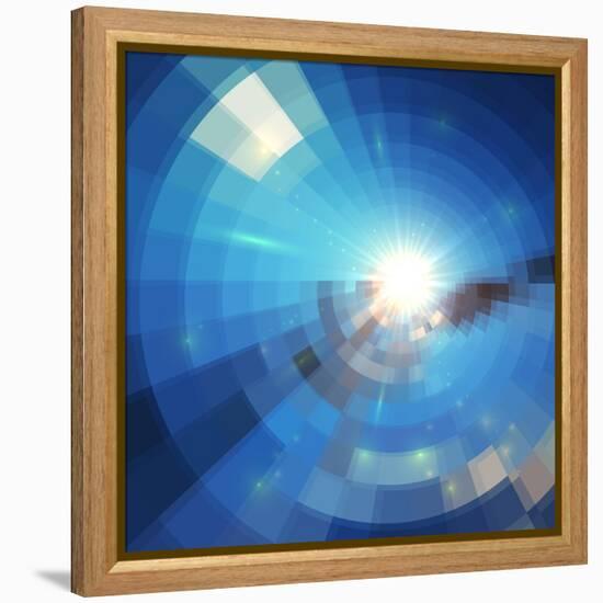 Blue Winter Sunshine in Mosaic Glass Window-art_of_sun-Framed Stretched Canvas