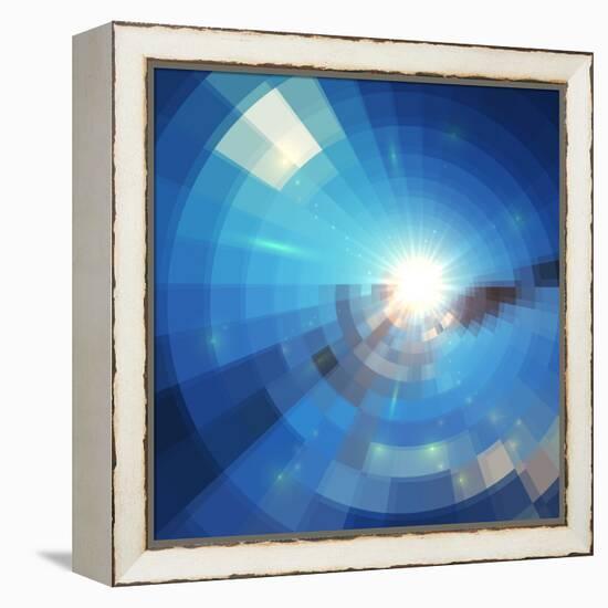 Blue Winter Sunshine in Mosaic Glass Window-art_of_sun-Framed Stretched Canvas