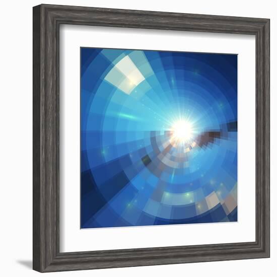 Blue Winter Sunshine in Mosaic Glass Window-art_of_sun-Framed Art Print