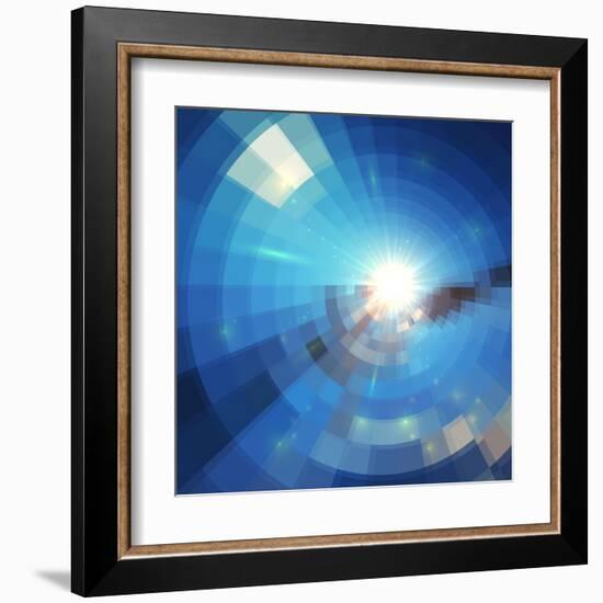 Blue Winter Sunshine in Mosaic Glass Window-art_of_sun-Framed Art Print