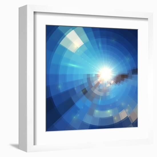 Blue Winter Sunshine in Mosaic Glass Window-art_of_sun-Framed Art Print