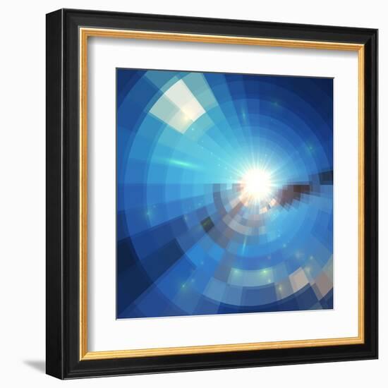 Blue Winter Sunshine in Mosaic Glass Window-art_of_sun-Framed Art Print