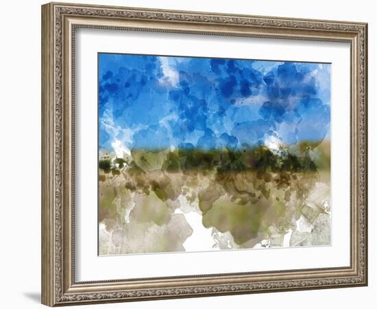 Blue with Green Horizon II-Chamira Young-Framed Art Print