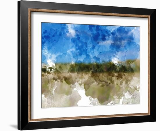 Blue with Green Horizon II-Chamira Young-Framed Art Print