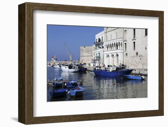 Blue Wooden Boats and Fishing Vessels in the Walled Harbour of Monopoli in Apulia, Italy, Europe-Stuart Forster-Framed Photographic Print