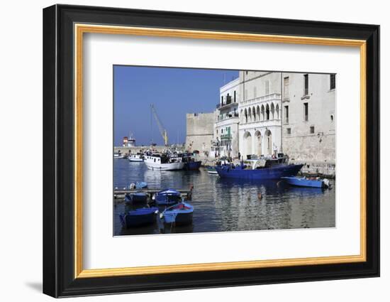 Blue Wooden Boats and Fishing Vessels in the Walled Harbour of Monopoli in Apulia, Italy, Europe-Stuart Forster-Framed Photographic Print