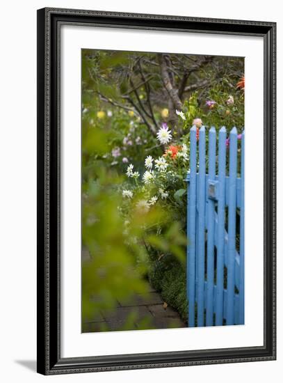 Blue Wooden Door in the Allotment Garden-Brigitte Protzel-Framed Photographic Print