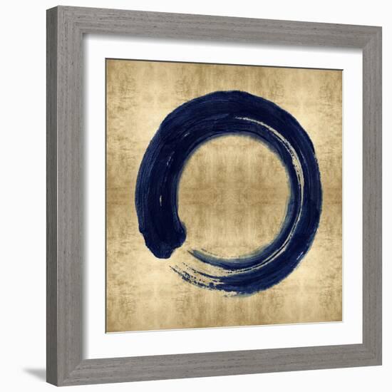 Blue Zen Circle on Gold I-Ellie Roberts-Framed Art Print