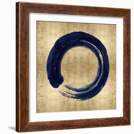 Blue Zen Circle on Gold I-Ellie Roberts-Framed Art Print