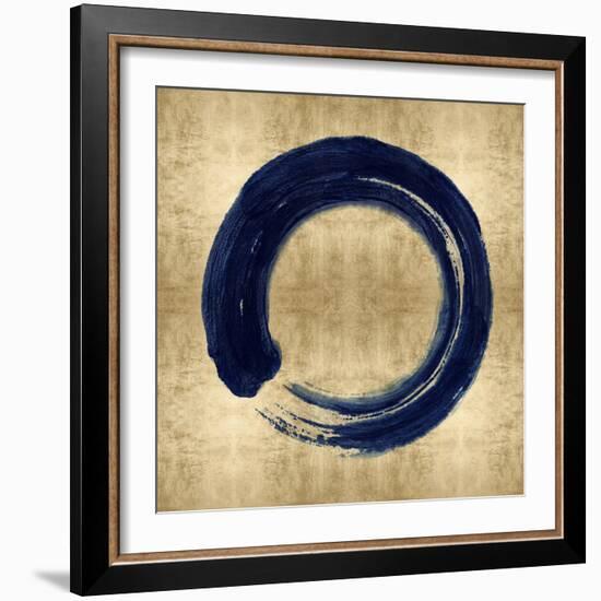 Blue Zen Circle on Gold I-Ellie Roberts-Framed Art Print