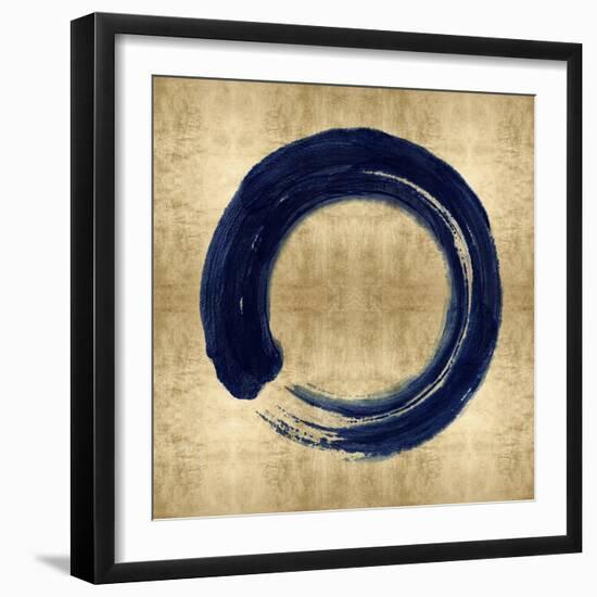 Blue Zen Circle on Gold I-Ellie Roberts-Framed Art Print