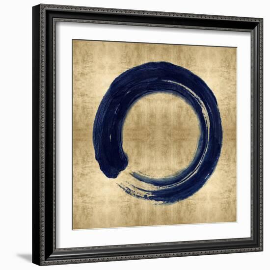 Blue Zen Circle on Gold I-Ellie Roberts-Framed Art Print