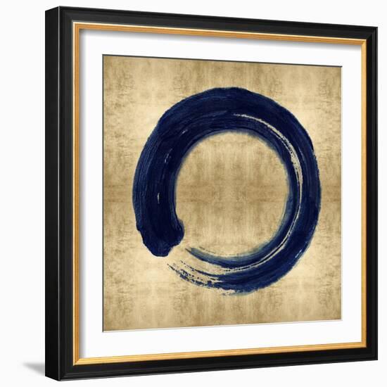 Blue Zen Circle on Gold I-Ellie Roberts-Framed Art Print