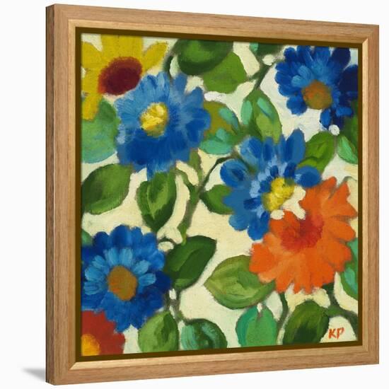 Blue Zinnias-Kim Parker-Framed Premier Image Canvas