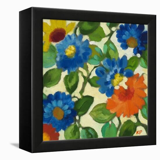 Blue Zinnias-Kim Parker-Framed Premier Image Canvas