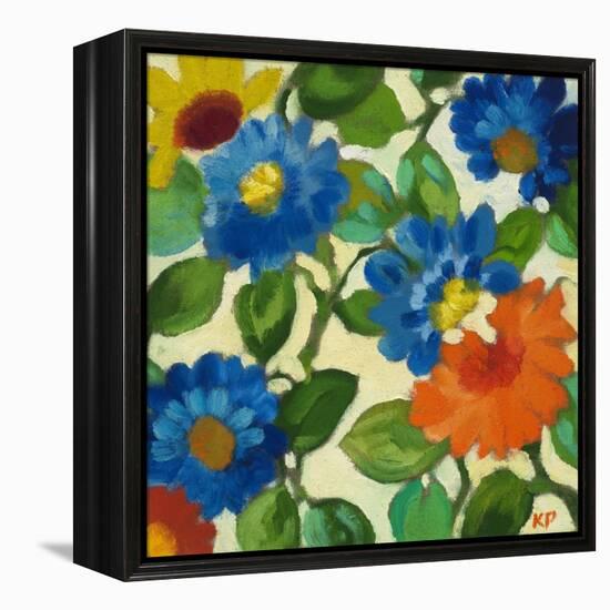 Blue Zinnias-Kim Parker-Framed Premier Image Canvas