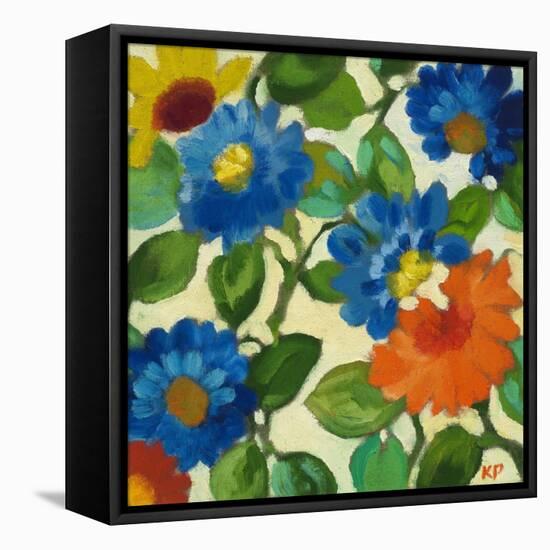 Blue Zinnias-Kim Parker-Framed Premier Image Canvas