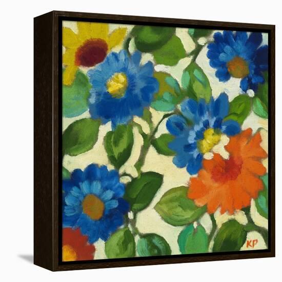 Blue Zinnias-Kim Parker-Framed Premier Image Canvas