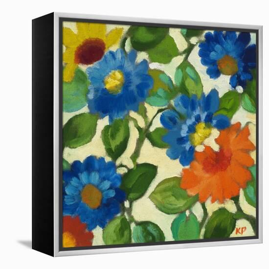 Blue Zinnias-Kim Parker-Framed Premier Image Canvas