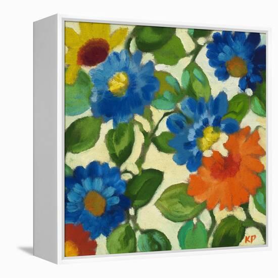 Blue Zinnias-Kim Parker-Framed Premier Image Canvas