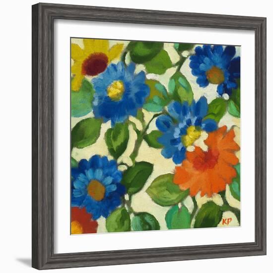 Blue Zinnias-Kim Parker-Framed Giclee Print