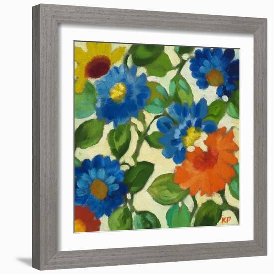 Blue Zinnias-Kim Parker-Framed Giclee Print