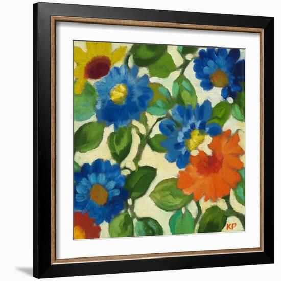 Blue Zinnias-Kim Parker-Framed Giclee Print