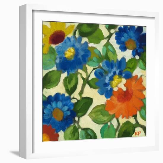 Blue Zinnias-Kim Parker-Framed Giclee Print