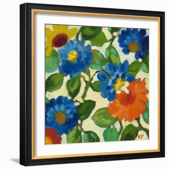 Blue Zinnias-Kim Parker-Framed Giclee Print