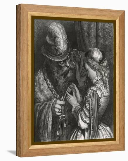 Bluebeard Warns Her About the Key to the Room She is Forbidden to Enter-Gustave Dor?-Framed Premier Image Canvas