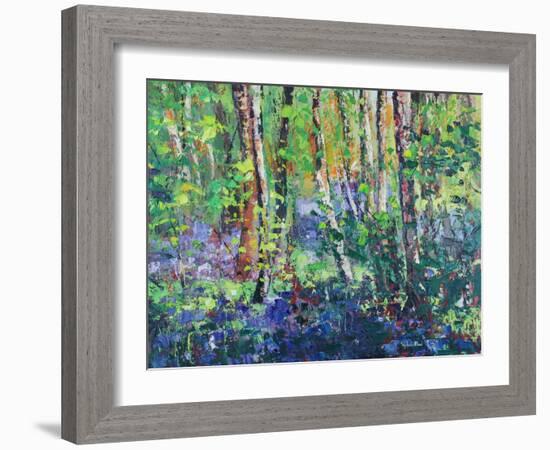 Bluebells and Dancing Leaves, 2019 (Oil)-Sylvia Paul-Framed Giclee Print